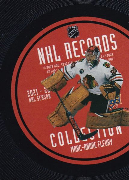 insert karta MARC-ANDRE FLEURY 21-22 Extended Record Collection číslo RB-7